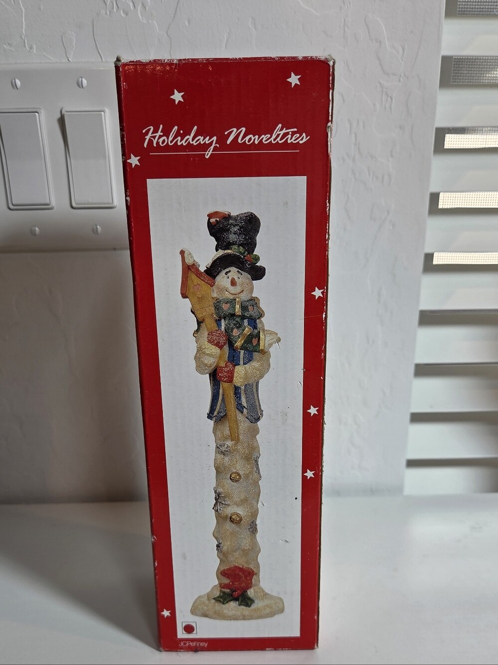 Vintage JCPenney "Holiday Novelties" Pencil-Style Snowman Figurine NIB